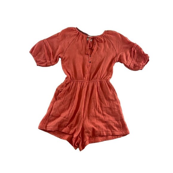 Knox Rose Women's Casual Coral Bohemian Romper - Small - Picture 1 of 13